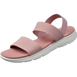 Harssidanzar Donne Summer Elastic Ankle Strap Sandali Piatti Slip on Sandali per le Donne KL224EU,Rosa,taglia 41