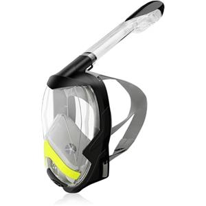 Vitare Maschera da Snorkeling per Adulti e Bambini, Maschera da Snorkeling Integrale, Ampio Campo Visivo di 180°Maschera Subacquea, Maschera Sub con Supporto per Fotocamera Rimovibile - Nero L/XL