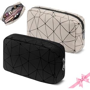 Desing Wish 2 Pezzi Pochette Donna Trucchi piccola Borsa Cosmetica Viaggio Organizer Travel Makeup Bag Grande Beauty Case Portatile Organizer Toilette Borsa Trucco Trousse Porta Viaggio Accessori