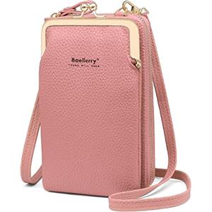 HNOOM Borse a Tracolla da Donna Portafoglio Donna Cerniera Borsa Piccola Tracolla Donna Portafoglio Tracolla Donna in Pelle PU con Slot per Carte di Credito Cinturino Regolabile (Rosa Scuro)