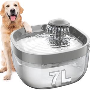 FEELNEEDY Fontanella per Cani e Gatti 7L/1.8Gal/230oz, Fontana d'Acqua Fresca con Serbatoio Visivo Senza BPA Distributore con Sistema di Filtrazione a 3 Strati e Pompa Silenziosa