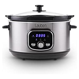 Lauben Slow Cooker 3500SB - Pentola con tecnologia Thermeffect®, tecnologia SlowHeat®, ricettario, contenitore interno in ceramica, due livelli di temperatura, regolazione manuale dell'ora, 3,5 l