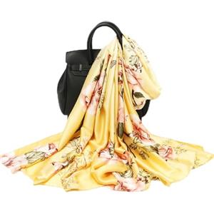 WEIGEER Silk Scarf Women Sciarpa di seta da donna, scialle fazzoletto per lunga sciarpa leggera, da spiaggia, cintura vintage scialle Christmas Decorations Scarf Belt Butterfly Shawl (Giallo-farfalla)