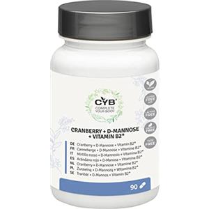 CYB Complete your Body CYB | D Mannosio 2000 mg e Mirtillo Rosso con Vitamina B2-90 Compresse - Proantocianidina - Estratto di Mirtilli - Vitamine e Integratori Vegani per Tutti i Giorni