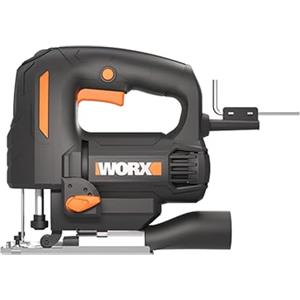 WORX WX463 seghetto alternativo da 550 W per tagliare legno, acciaio e alluminio, ideale per tagli obliqui, corsa da 18 mm, con luce LED, con aspirazione della polvere integrata, sostituzione della