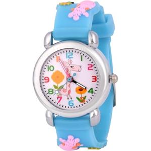 OFFCUP Orologio da Polso per Ragazzi e Ragazze, Orologio per Bambini Movimento al Quarzo, Orologio Educativo 3D Cartone Animato Cinturino in Silicone per bambini da 3 a 12 Anni -Giraffa Blu Cielo