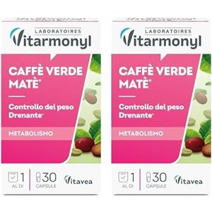 Vitarmonyl Caffè Verde e Mate - Integratore Stimolante del Metabolismo e Drenante - Energia Naturale con Caffeina - Favorisce la Sazietà e il Supporto Digestivo - 30 Capsule (Confezione da 2)