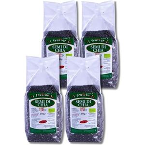 IL FRUTTAROLO è ANCHE BIO SEMI DI CHIA BIO 4 x 250 gr = 1 kg - RICCHI DI FIBRE - AIUTO PER L'INTESTINO - SALVIA ISPANICA - confezione risparmio