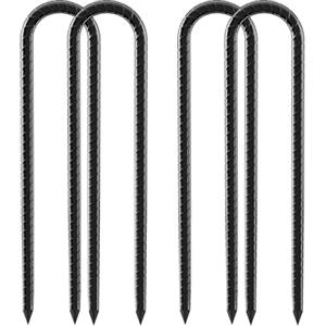 Necneecu 4 Pezzi picchetti Tenda 12 Pollici Pali Per Trampolino Ancoraggi a Terra Resistente Ganci a U Ancoraggio Per Fissaggio Recinzioni、Giardino、Altalene、cornice per porta da calcio