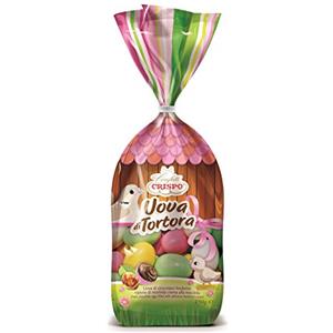CRISPO Ovetti Crispo Uova di Tortora Cioccolato Fondente Confettati Ripieni Crema Nocciola, 150g