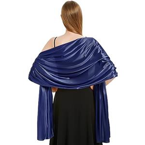 heekpek Sciarpa Donna Elegante Scialle Seta Satinata Leggero Scialle Stola Donna Sciarpa Lunga Scialle Cerimonia Matrimonio Festa, Blu navy