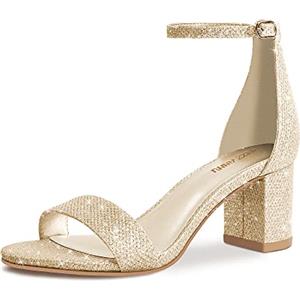 PIZZ ANNU Sandali Donna con Tacco a Blocco Sandalo Estive con Cinturino Caviglia Sandals Largo Aperta Scarpe per Feste Matrimoni Casual Oro EU 40