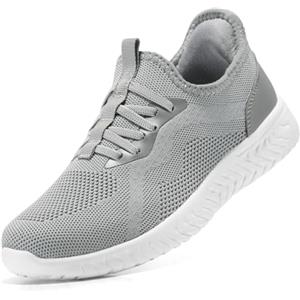 STQ Scarpe Donna Sneakers da Ginnastica Senza Lacci Basse Leggere Comode Camminare Ortopediche Soft Memory Foam Antiscivolo Tennis Fitness Palestra Grigio Chiaro 37 EU
