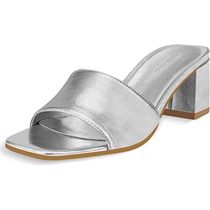 PIZZ ANNU PIZZ ANUU Sandali Donna con Tacco a Blocco Ciabatta Scarpe Estivi Casual Eleganti Pantofole Leggere e Comodi Argento EU 40