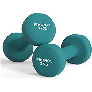 PROIRON Pesi Palestra in Casa Fitness e Palestra Manubri e Pesi Fitness Pesi per Palestra Manubrio (Set di 2) 1-10kg (Verde scuro-2 x 3KG)