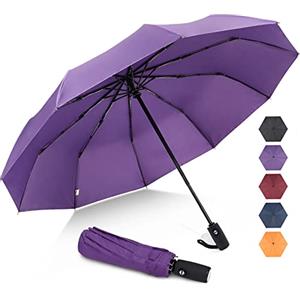 ZOMAKE Ombrello Pieghevole Antivento Automatico,Portatile Ombrello Pioggia Piccolo Resistenti Ombrelli da Borsa - Tascabile Folding Umbrella per Viaggio Uomo e Donna(Viola)