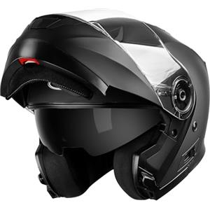 YEMA Casco Modulare Moto Integrale Scooter - YEMA YM-926 Caschi Modulari Motorino Integrali ECE Omologato Donna Uomo con Doppia Visiera Parasole, Nero opaco,S