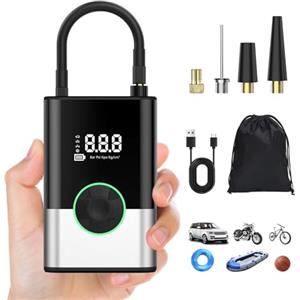 EVARYOO 6000mAh Mini Compressore Aria Portatile Auto, 150PSI Gonfiatore Bici Elettrico con Schermo LCD Digitale e Torcia LED, Pompa Elettrica per Bicicletta, Auto, Moto, Monopattino, Palloni