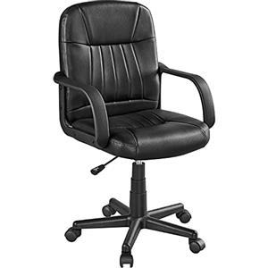 Yaheetech Sedia/Poltroncina da Ufficio Scrivania Girevole Ergonomica in Ecopelle Imbottita Altezza Regolabile con Braccioli e Ruote Portata 123 kg Nera