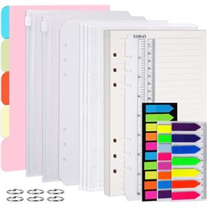 Vicloon Set di Ricarica di Carta A5, 95 Fogli di Carta Di Ricarica con 6 Fori, Ricariche per Quaderni 21 * 14.2cm per Agende, Planner, Diari, Progetti Fai-da-te, Schizzi, Pittura (Linea Orizzontale)