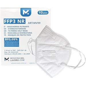 medicinadellavoro.com 10 Mascherine FFP3 Colorate Certificate CE, Mascherina 5 Strati, Maschera Facciale di Protezione da Polvere e Antiparticolato, Face Mask Protettiva Alta Efficienza di Filtraggio PFE≥99, 10 Pezzi