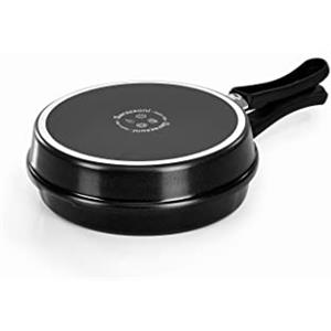 Barazzoni Girafrittata cm 24, Made in Italy, Alluminio Antiaderente, per Girare Facilmente e in Sicurezza. Le 2 padelle Possono Essere usate separatamente, Argento, 24 cm