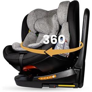 MEIN I-Size Seggiolino Auto 0-36 kg Isofix per 40-150 cm Seggiolino Auto Girevole a 360° con Seduta Reclinabile e Cintura di Sicurezza 5 Punti Gruppo 0+ 1/2/3 ca. 0-12 anni