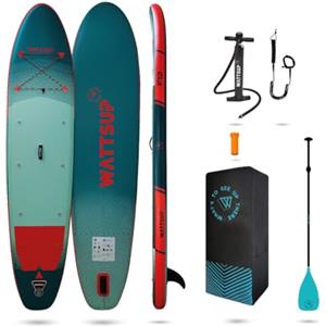 W WATTSUP Wattsup - SUP Stand Up Paddle gonfiabile F12 12' - 366x84x15 cm Dropstitch - Pacchetto completo: Pagaia, Leash, Pompa, Borsa da trasporto - Fino a 150 kg - Blu