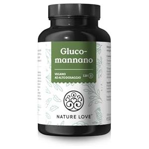 NATURE LOVE® Glucomannano dalla radice di konjac - 120 capsule. 4000 mg per dose giornaliera - Altamente dosato, vegano, prodotto in Germania