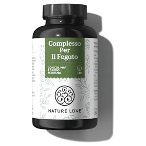 NATURE LOVE® Complesso epatico - 120 capsule - con cardo mariano, colina, estratto di carciofo, curcuma e zinco - Altamente dosato, vegano, testato in laboratorio e prodotto in Germania.