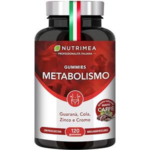 Laboratoires Nutrimea Gummies Metabolismo | Cola, Guaranà, Zinco e Cromo | Controllo del Peso e della Glicemia | 120 Gummies Vegane | Gusto Caffé | Nutrimea