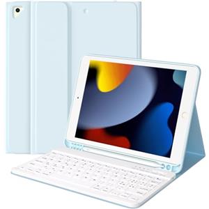 TQQ Custodia Tastiera per iPad (9a, 8a e 7a generazione), Cover con Italiano Tastiera QWERTY, per iPad 10.2