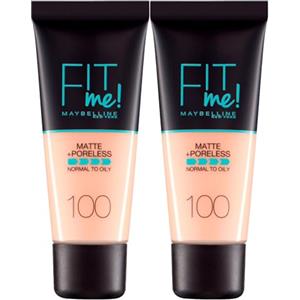 Maybelline New York Fit Me Matte & Poreless Fondotinta Liquido Opacizzante Pelli da Normali a Grasse Colore 100 Warm Ivory - 2 Cosmetici