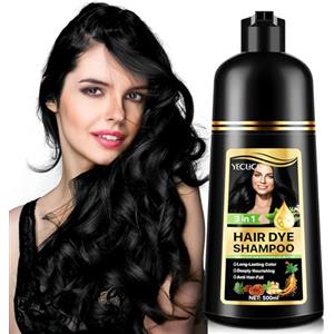 Frovetani Shampoo colorante per capelli grigi 5 colori, 3 in 1, a lunga durata, shampoo per capelli istantanei, per uomini e donne, ingredienti aromatici (500 ml) (nero)