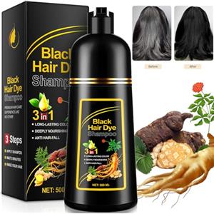 zoxpm Shampoo Colorante Uomo e Donne, 500ML Hair Dye Champoo 3 in 1, Tintura per Capelli in Minuti, Colore Naturale e Duraturo, Naturale Hair Color Shampoo (Nero)