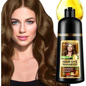 Frovetani Shampoo colorante per capelli grigi, 3 in 1, a lunga durata, shampoo per capelli istantanei, per uomini e donne, ingredienti aromatici (500 ml) (marrone)