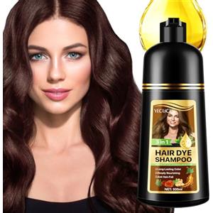 Frovetani Shampoo colorante per capelli grigi, 3 in 1, a lunga durata, shampoo per capelli istantanei, per uomini e donne, ingredienti aromatici (500 ml) (marrone castano)