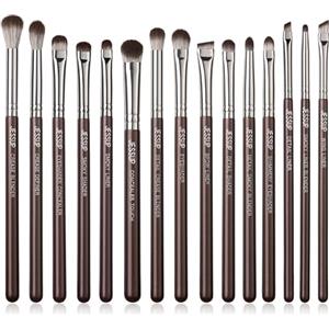 Jessup pennelli occhi pennelli trucco occhi pennelli make up occhi Professional 15 pz Pennello ombretto Sopracciglia correttore Eyeliner sfumare sintetici premium marrone T499