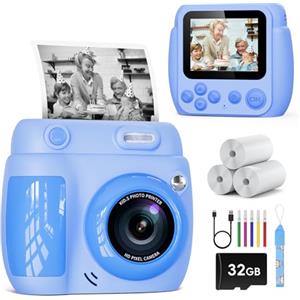 LETSHAHA Macchina Fotografica Bambini Istantanea, LETSHAHA 1080P 20MP 2.4 Pollici Macchina Fotografica Istantanea per Bambini con Stampa 32GB Scheda SD, Adatto per Bambini Regala di Natale dai 5 ai 12 Anni