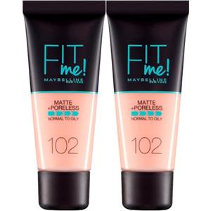 Maybelline New York Fit Me Matte & Poreless Fondotinta Liquido Opacizzante Pelli da Normali a Grasse Colore 102 Fair Ivory - 2 Cosmetici