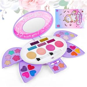 Aomig Trucchi Bambina Set, Set Trucco Girevole per Ragazze, Regalo Trucchi Bambina Set per il Compleanno di Halloween Carnevale Natale, Lavabile Set Di Trucchi Per Bambini 3-8 Anni（Viola）