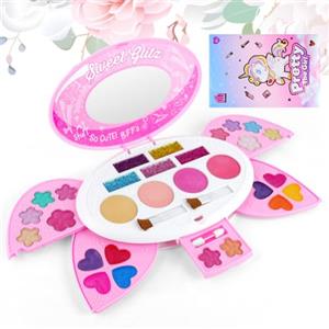 Aomig Trucchi Bambina Set, Set Trucco Girevole per Ragazze, Regalo Trucchi Bambina Set per il Compleanno di Halloween Carnevale Natale, Lavabile Set Di Trucchi Per Bambini 3-8 Anni（Rosa）