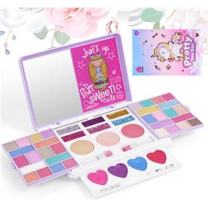 Aomig Trucchi Bambina Set, 43 Colori Trucco Ombretti per Bambini, Regalo Trucchi Bambina Set per il Compleanno di Halloween Carnevale Natale, Sirena Set Trucco Ragazze Bambina per Ragazze Età 3~8