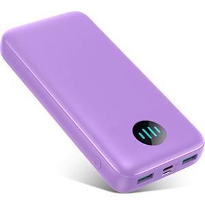 Ekrist Power Bank 26800mAh, Caricatore Portatile 3A PD USB C Ingressi&Uscite, Powerbank Caricabatterie Portatile Ricarica Rapida Batteria Esterna 3 Uscite per iPhone Samsung Huawei Xiaomi Auricolari-Viola