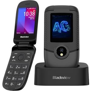 Blackview N2000 Telefono Cellulare Per Anziani con Base di Ricarica, 4G Dual SIM, 128MB ROM+64GB-TF, 1500mAh, 2.8'' Schermo, Volume Alto, Tasti Grandi, Supporto SOS/FM Radio/Bluetooth