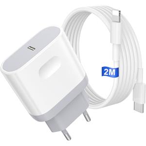 MAXZIQF Caricatore iPhone 20W - Certificato MFi - Caricabatterie Rapido USB C con Cavo Lightning 2M Alimentatore a Ricarica Rapida PD 3.0 per iPhone 14/14 Pro Max/14 Pro/14 Plus/13/12/11/Xs/Xr/X/8