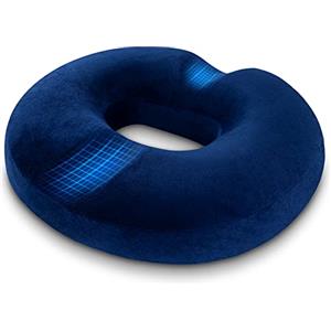 LITSPOT Cuscino Ciambella Anello Ortopedico Memory Foam Post Chirurgia Antidolorifico Adatto per Sedia a Rotelle Seggiolino Auto Ufficio Esterno （Blu Scuro）