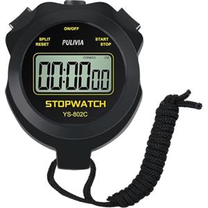 PULIVIA Cronometro Sportivo con Silenzioso e Pulsante ON/OFF, No Orologio No Calendario per Easy Operation, PULIVIA Digitale Cronometro per Gli Allenatori per Bambini che Gestiscono il Nuoto, Nero