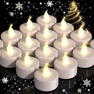 BENEVE Candele a LED, senza fiamma, luci a LED realistiche e luminose, luce bianca calda, funzionamento a batteria, luci tealight durevoli per matrimoni, vacanze, feste, decorazioni per la casa (24 pezzi)