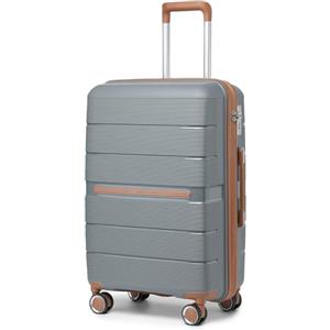 British Traveller Valigia Rigida 56cm Trolley Piccolo PP Leggero con TSA Lucchetto (20pollici, Grigio)